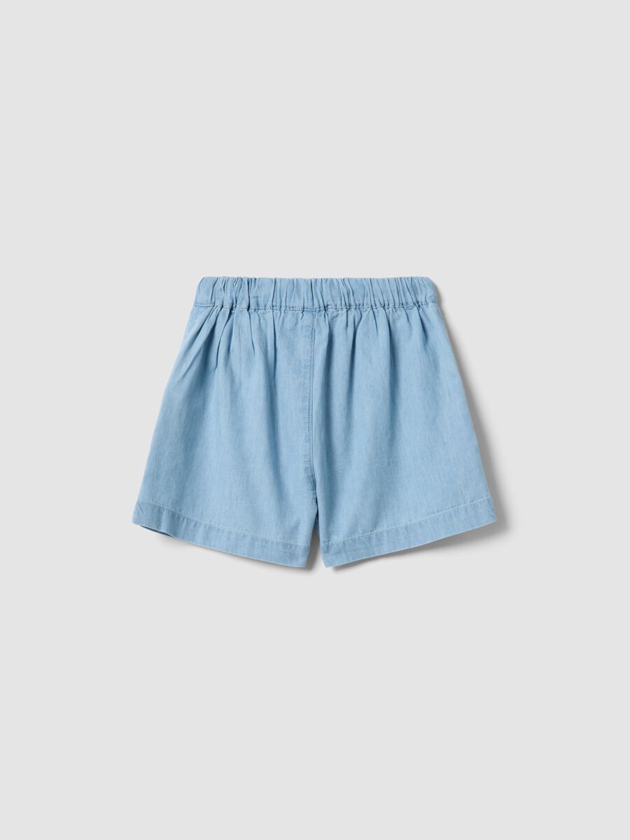 Girls&rsquo; light blue pure cotton denim shorts, regular fit_1