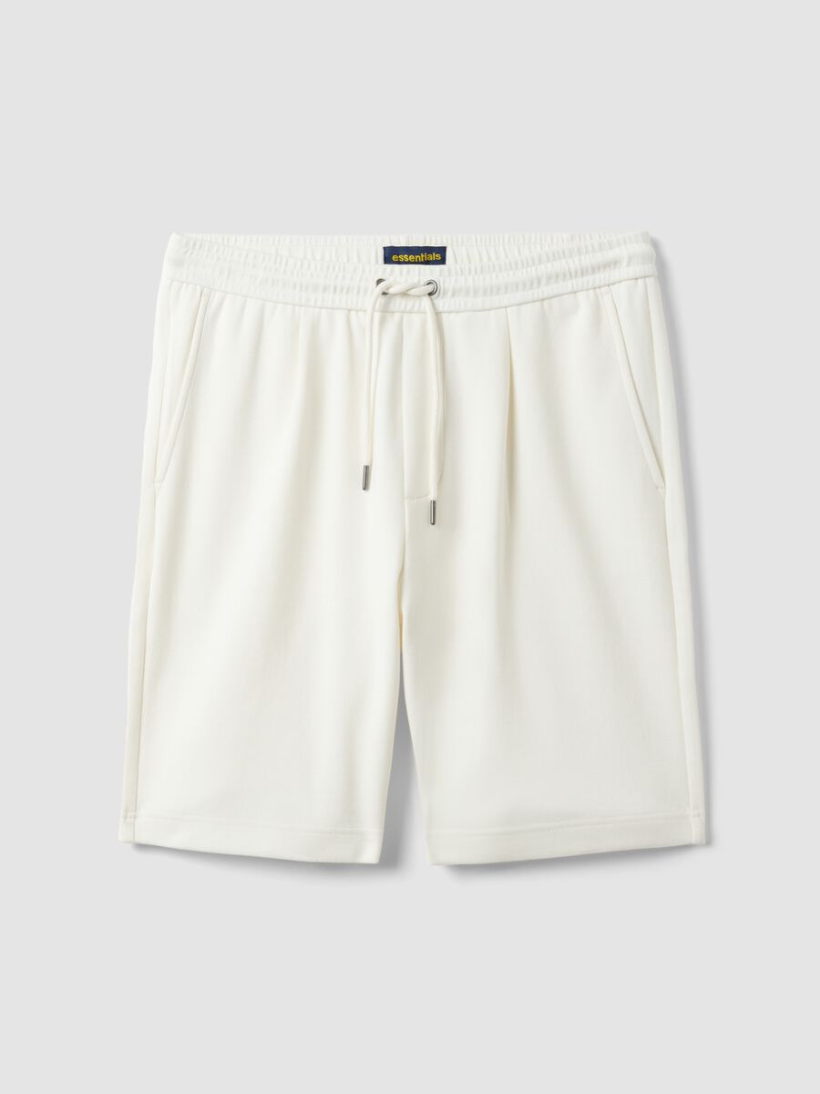 Shorts bianchi in puro cotone con vita elasticizzata regular fit_4