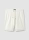 White pure cotton shorts with elasticated waist, regular fit_4