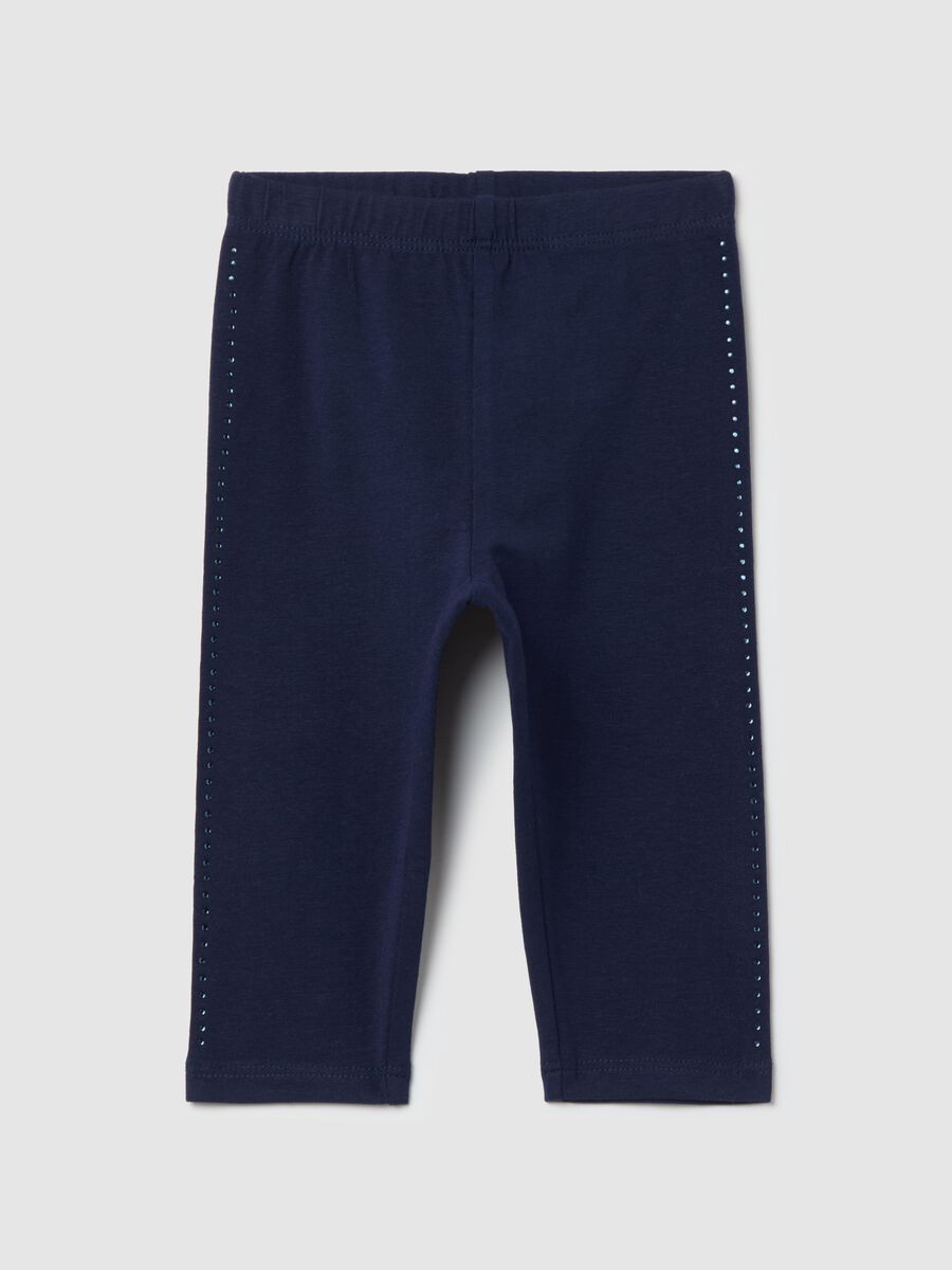 Three-quarter leggings with diamantés_0