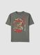 Children's grey pure cotton oversized fit T-shirt with dragon_3