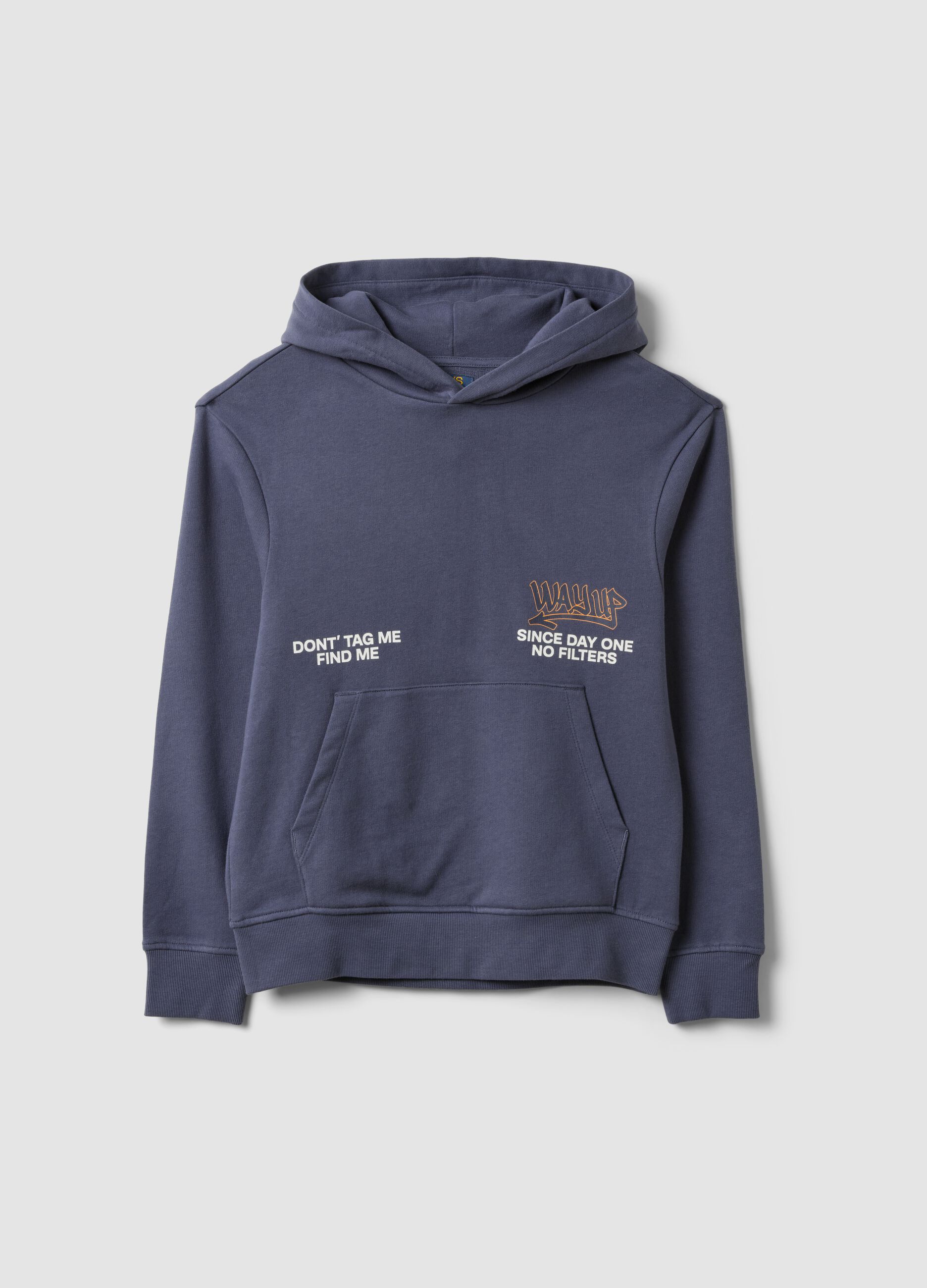 Grey oversized pure cotton hoodie for boys