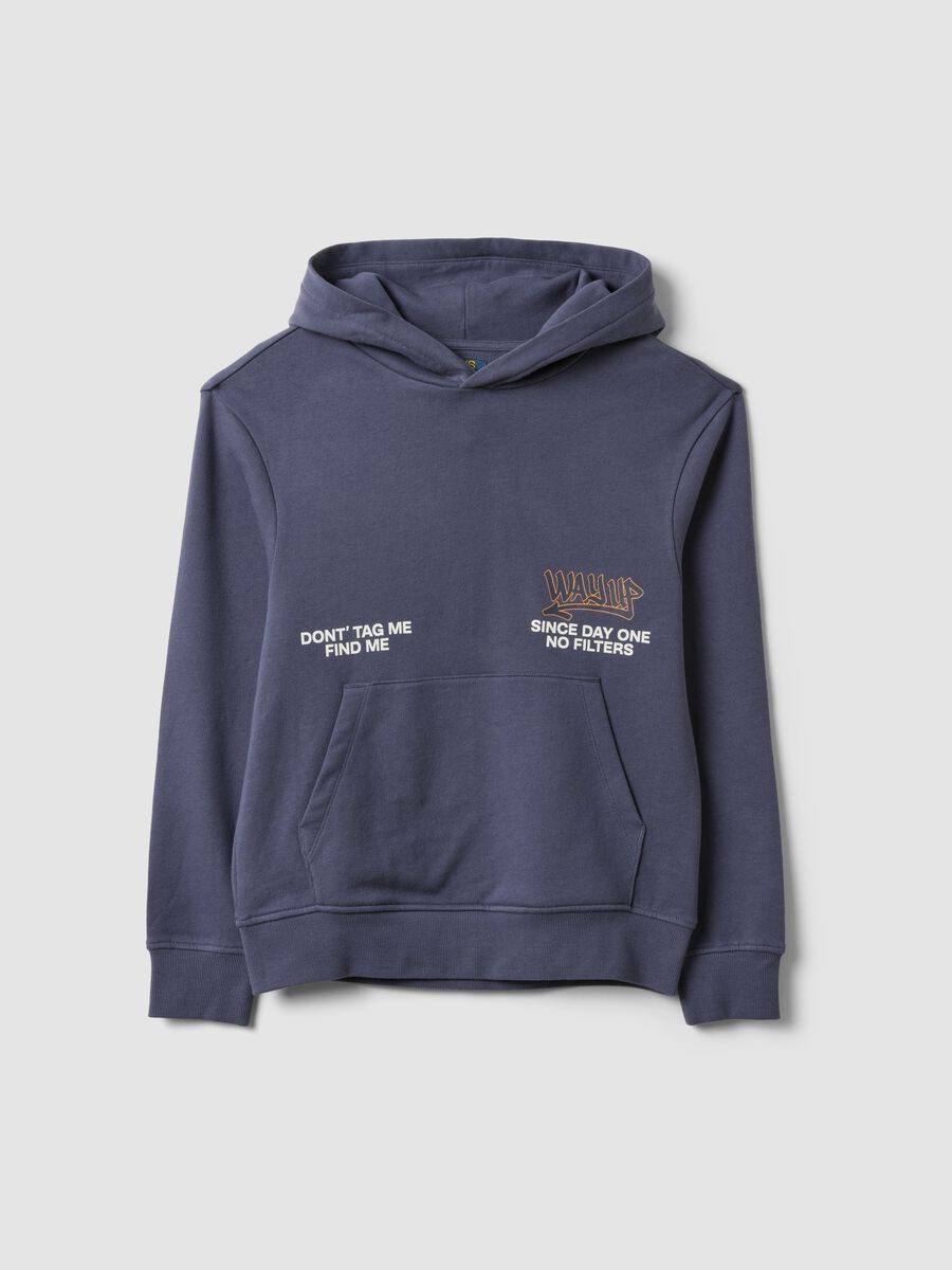 Grey oversized pure cotton hoodie for boys_0