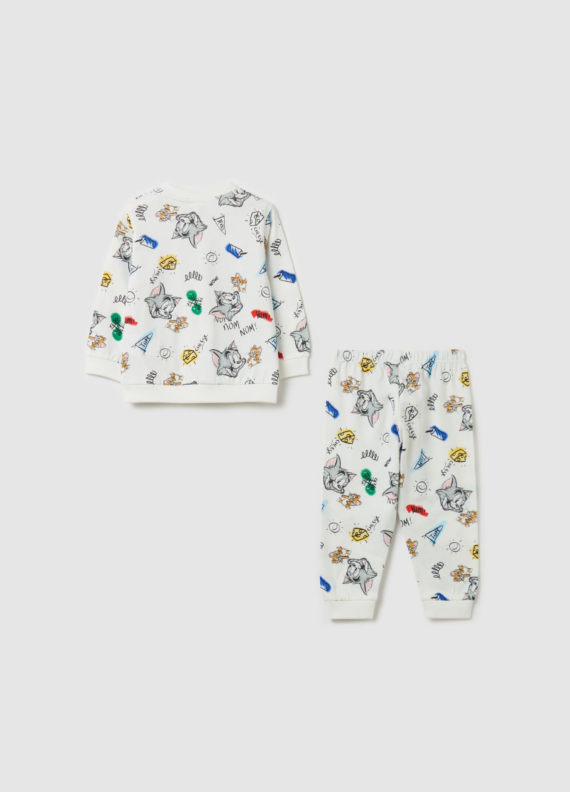 Pigiama in cotone stampa Tom & Jerry 
