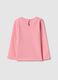 Girls' pink long-sleeve pure cotton top with regular fit and bee design_1