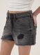 Girls&rsquo; grey pure cotton denim shorts, regular fit with rips_2