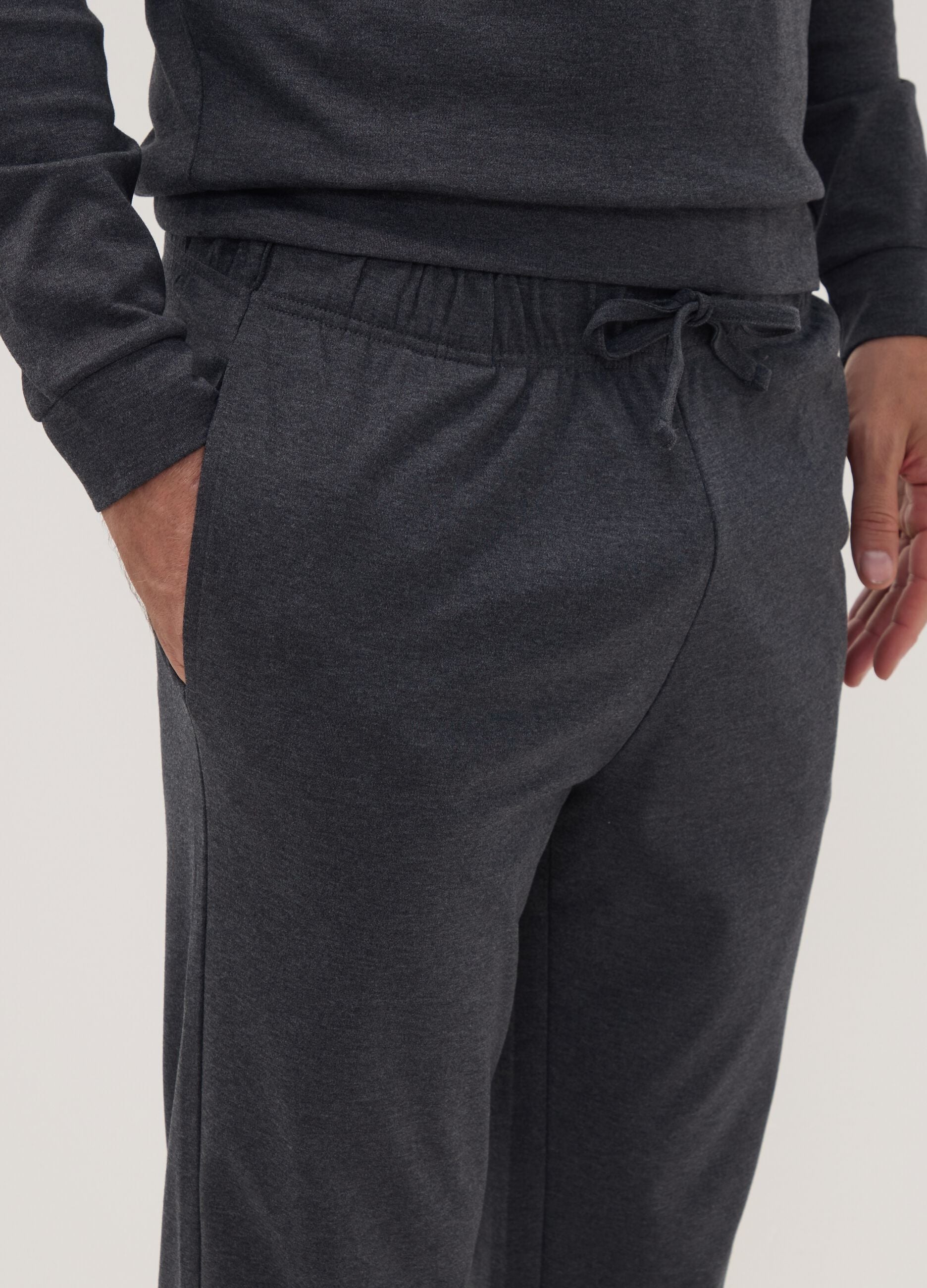 Grey organic cotton pyjamas with Henley neckline