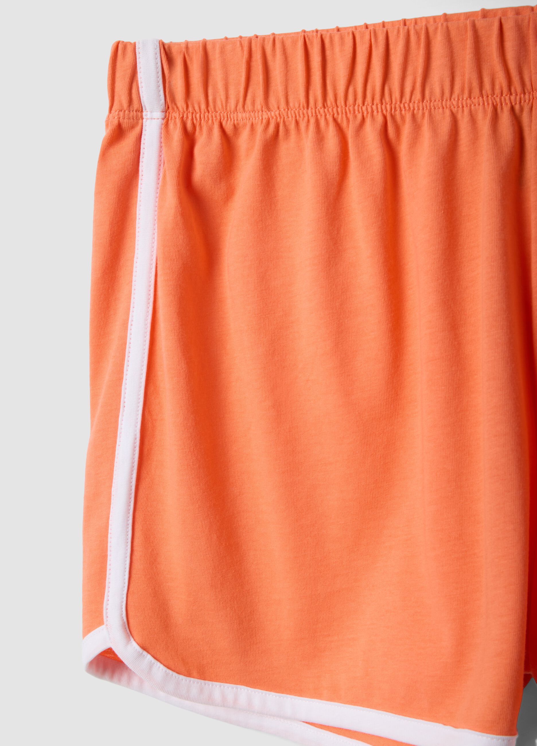 Orange pure cotton pyjama shorts, regular fit