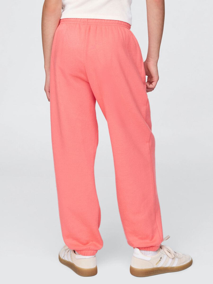 Pink joggers with elasticated edging and logo embroidery_2