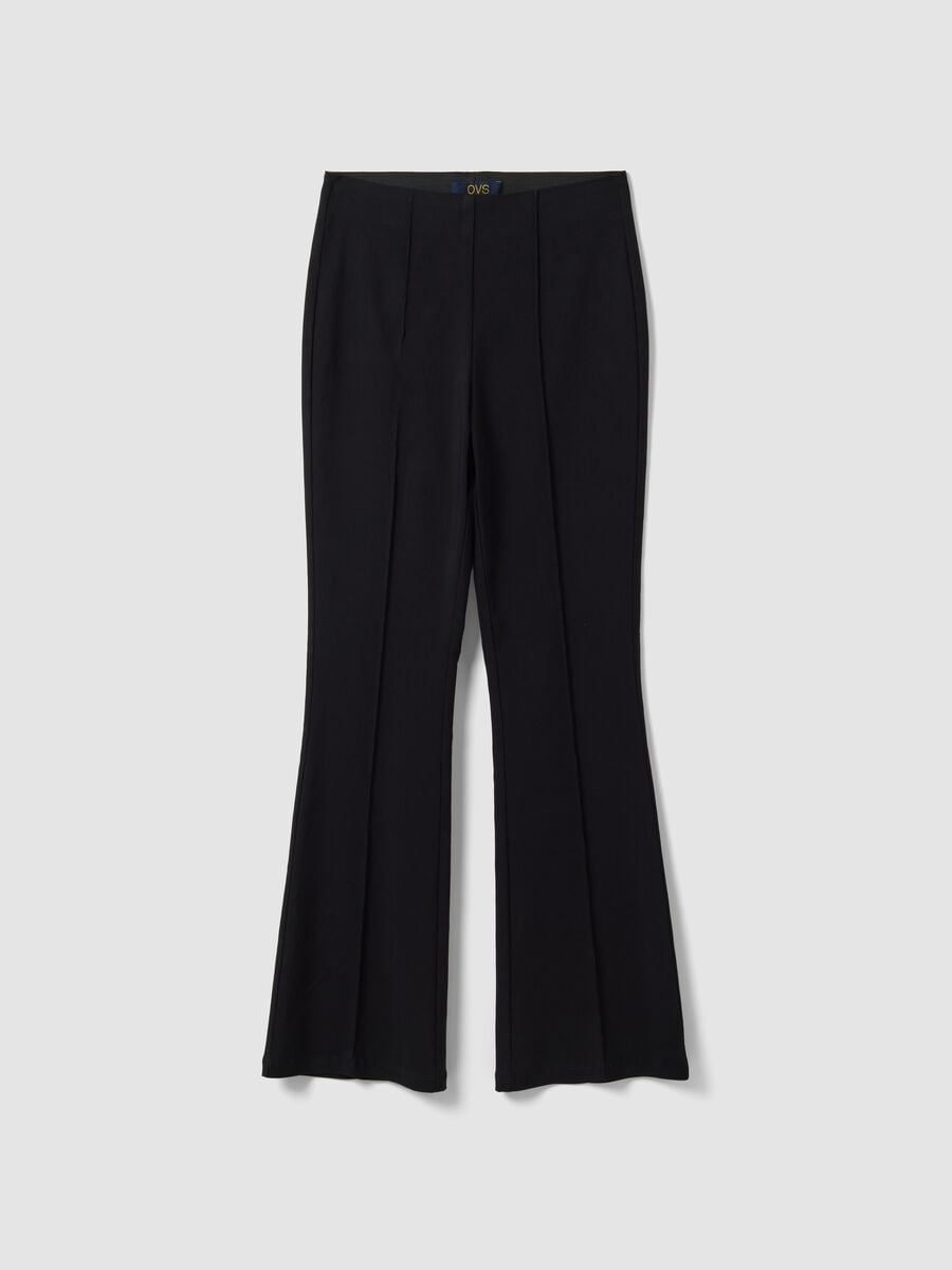 Leggings flare neri in viscosa elasticizzato_4