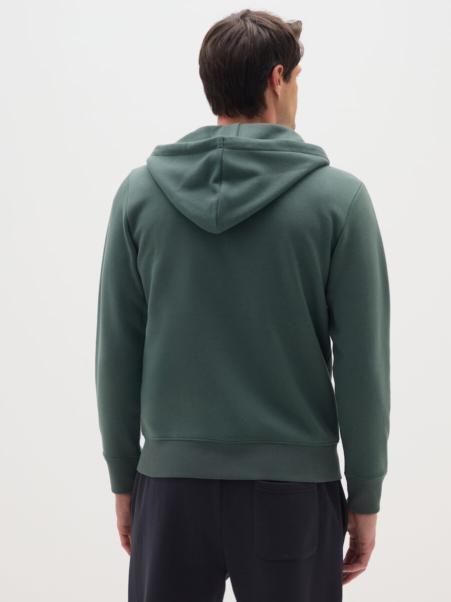Green cotton-blend zip-up hoodie, regular fit_2