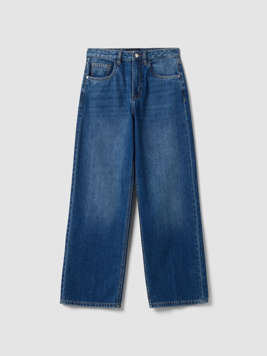 Jeans denim blu in puro cotone straight fit_4