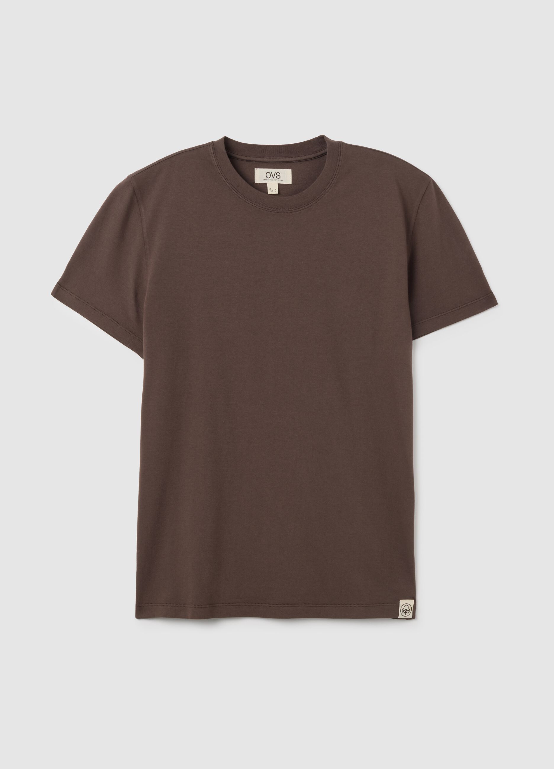 Brown pure cotton regular fit T-shirt