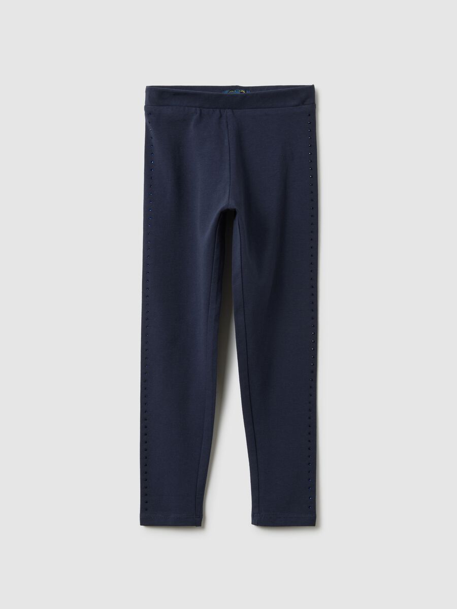 Girls' Blue Stretch Cotton Skinny Fit Leggings_0