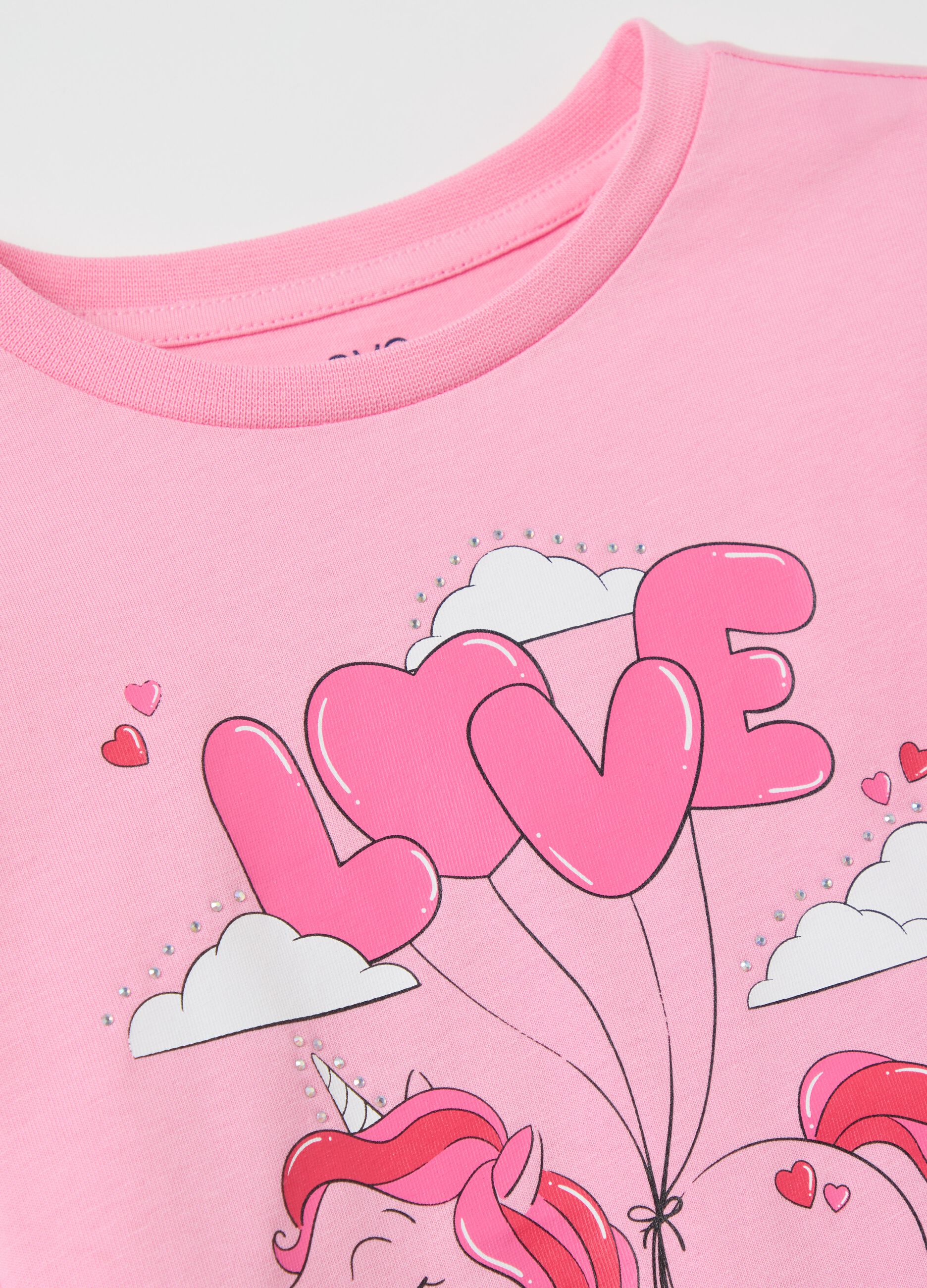 Cotton T-shirt with print and long sleeves