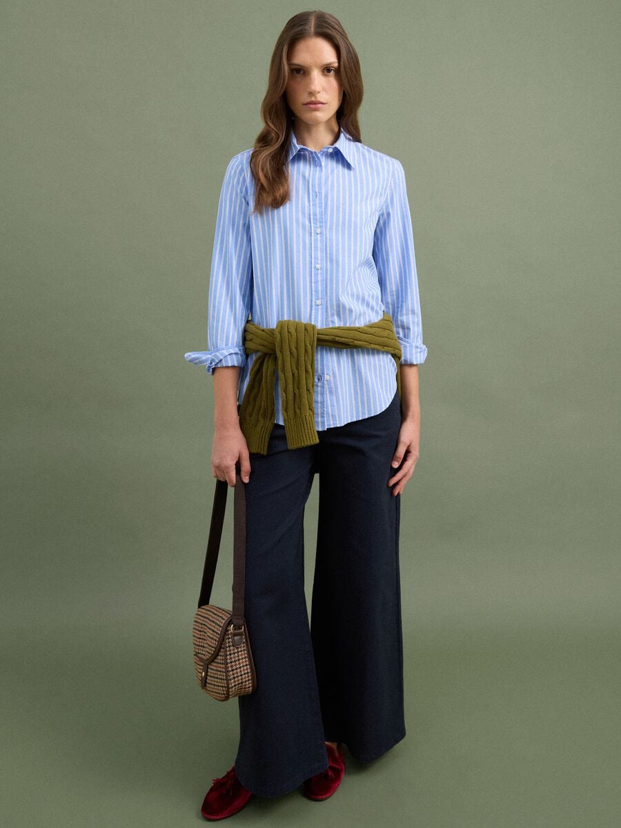 Camicia azzurra a righe bianche in popeline regular fit_2