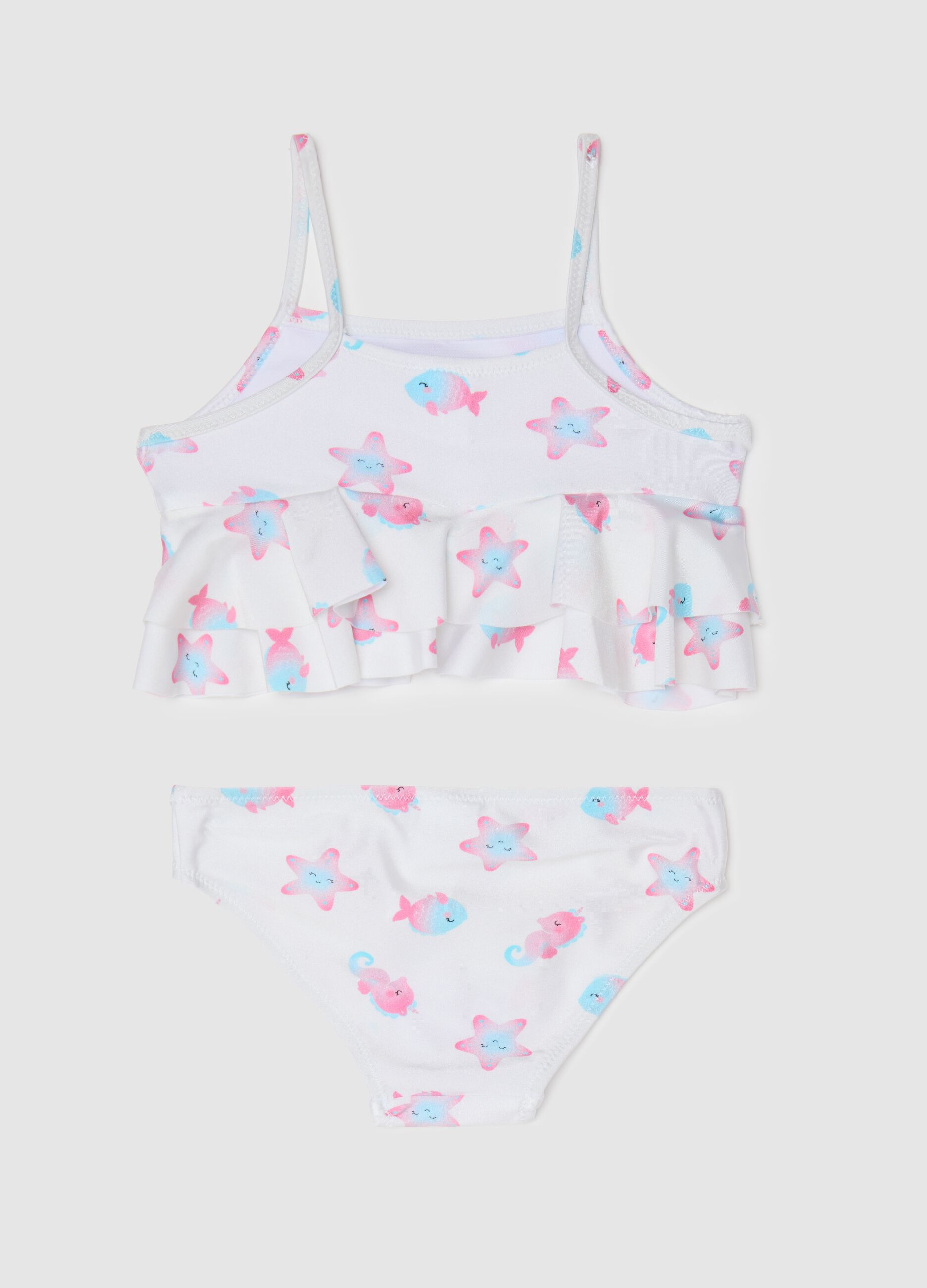 Bikini da neonata in tessuto elasticizzato multicolor