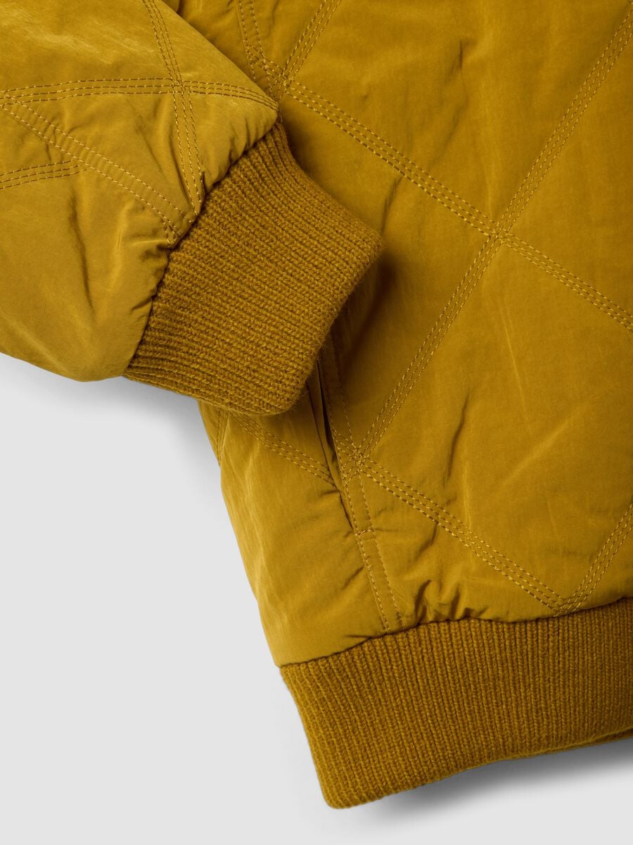 Yellow quilted zip-up bomber jacket, regular fit_5