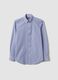 Blue striped cotton-blend button-down shirt, easy iron, slim fit_4