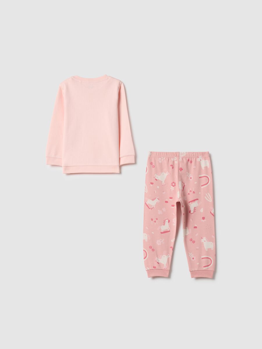 Baby girl's long pink pyjamas in pure cotton with unicorns, regular fit_1