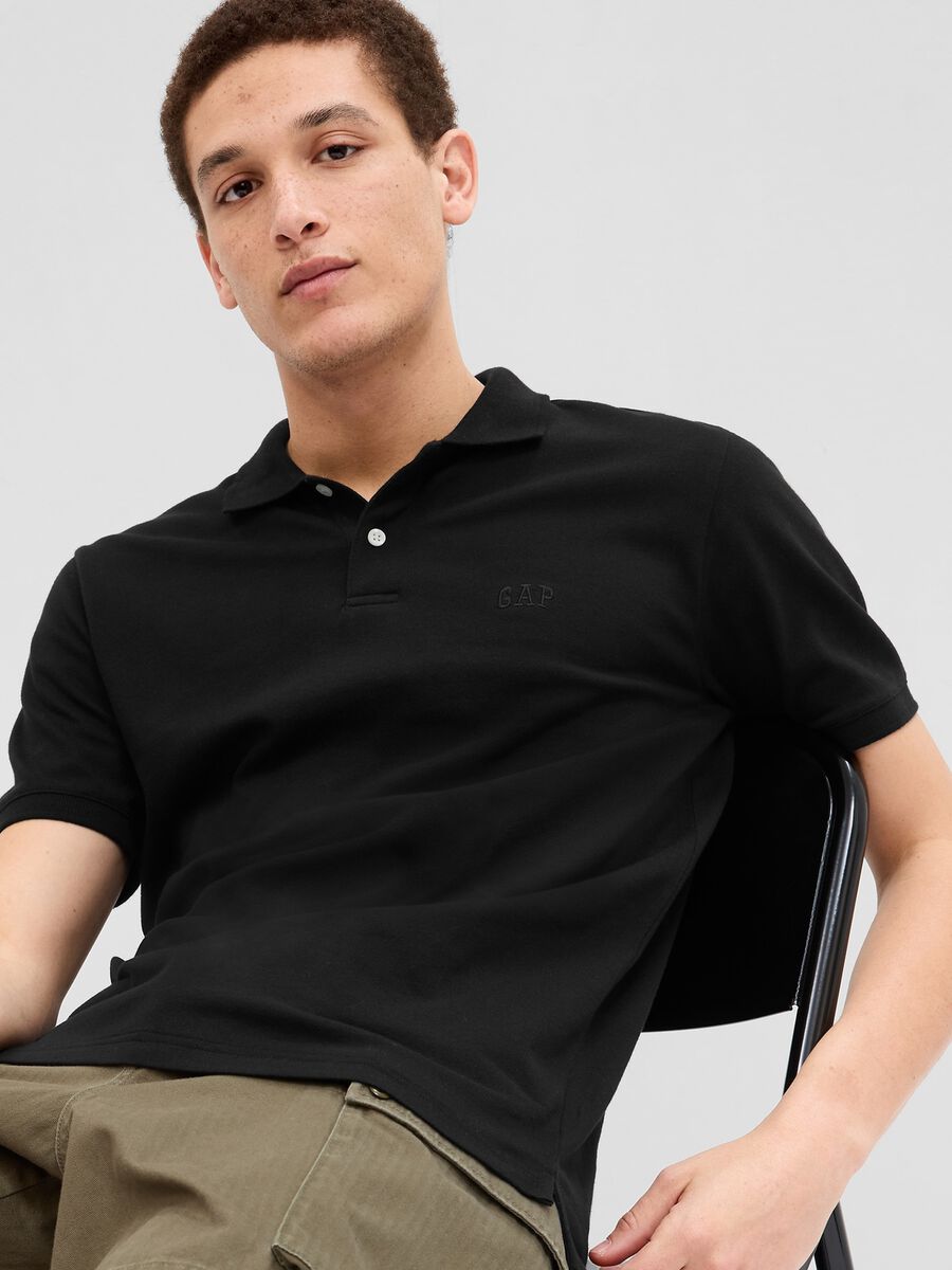 Pique polo shirt with embroidered logo_0