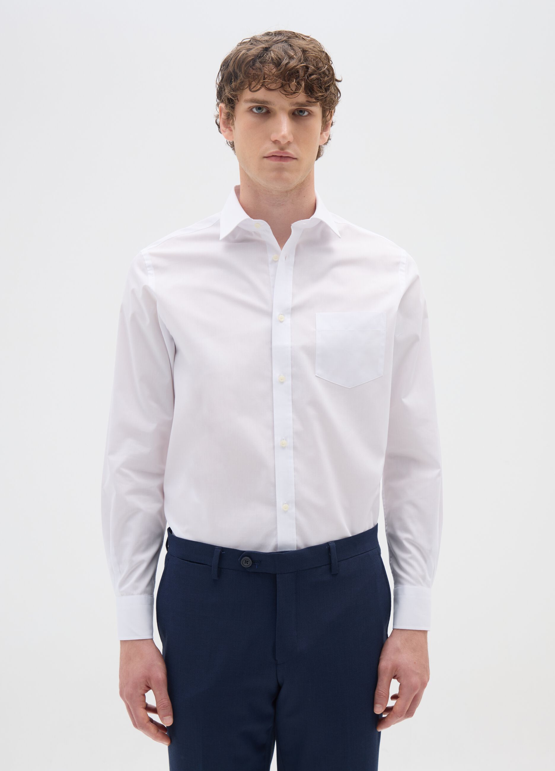 Men's white easy iron cotton blend shirt