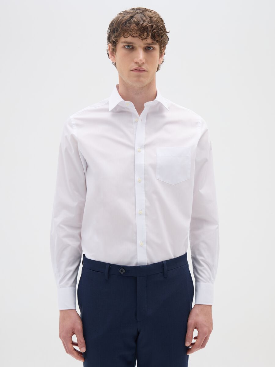 Men's white easy iron cotton blend shirt_0