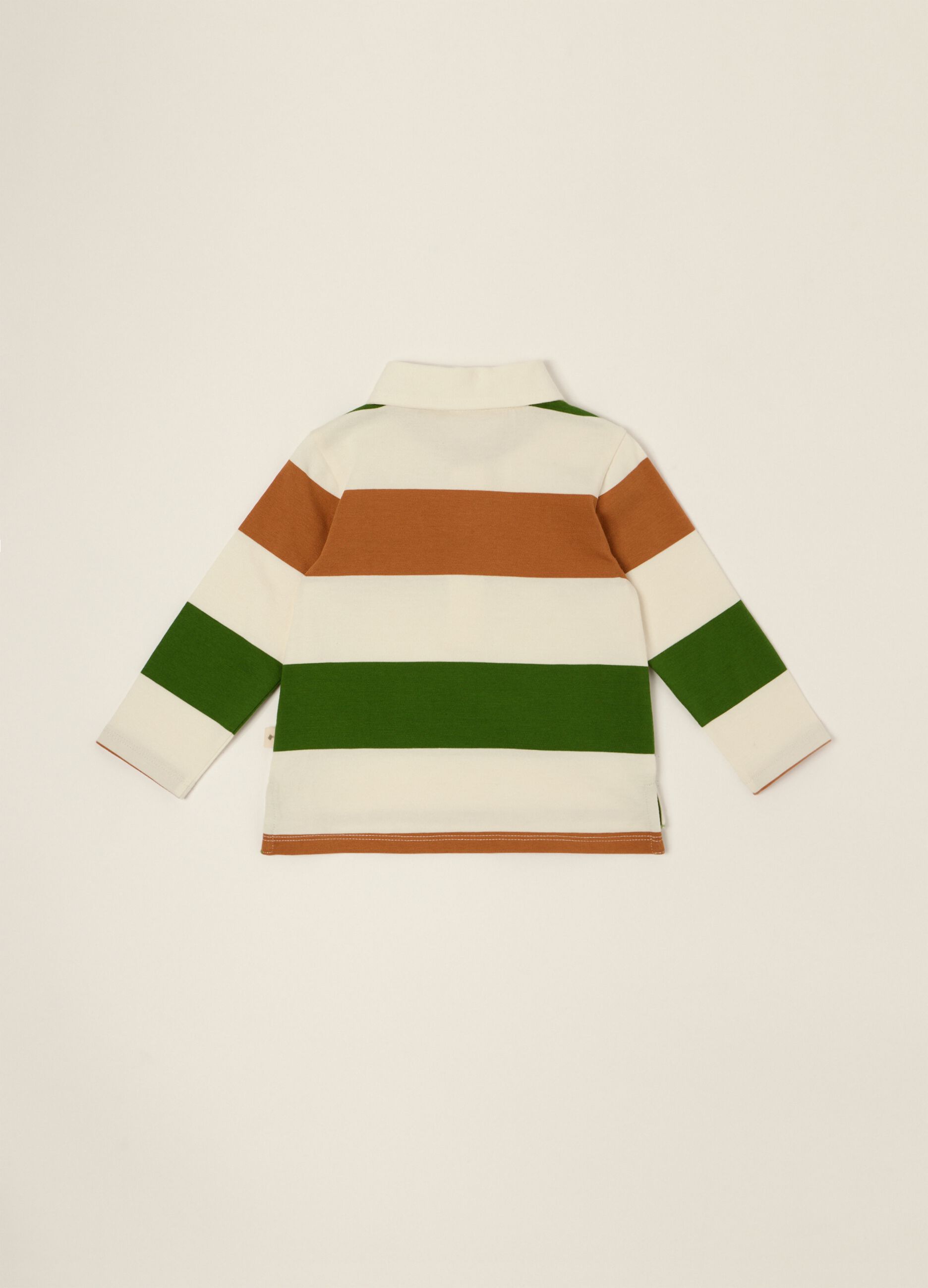Multicolour striped pure cotton baby polo shirt, regular fit