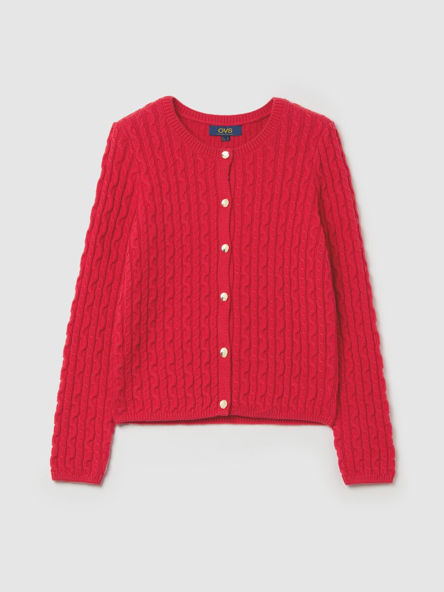 Cable-knit cardigan with golden buttons_4