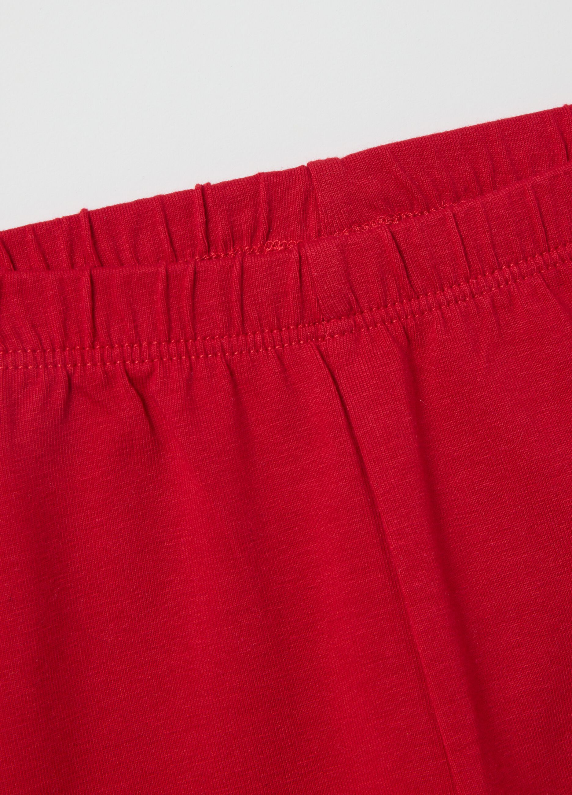 Girls' red regular fit stretch cotton leggings