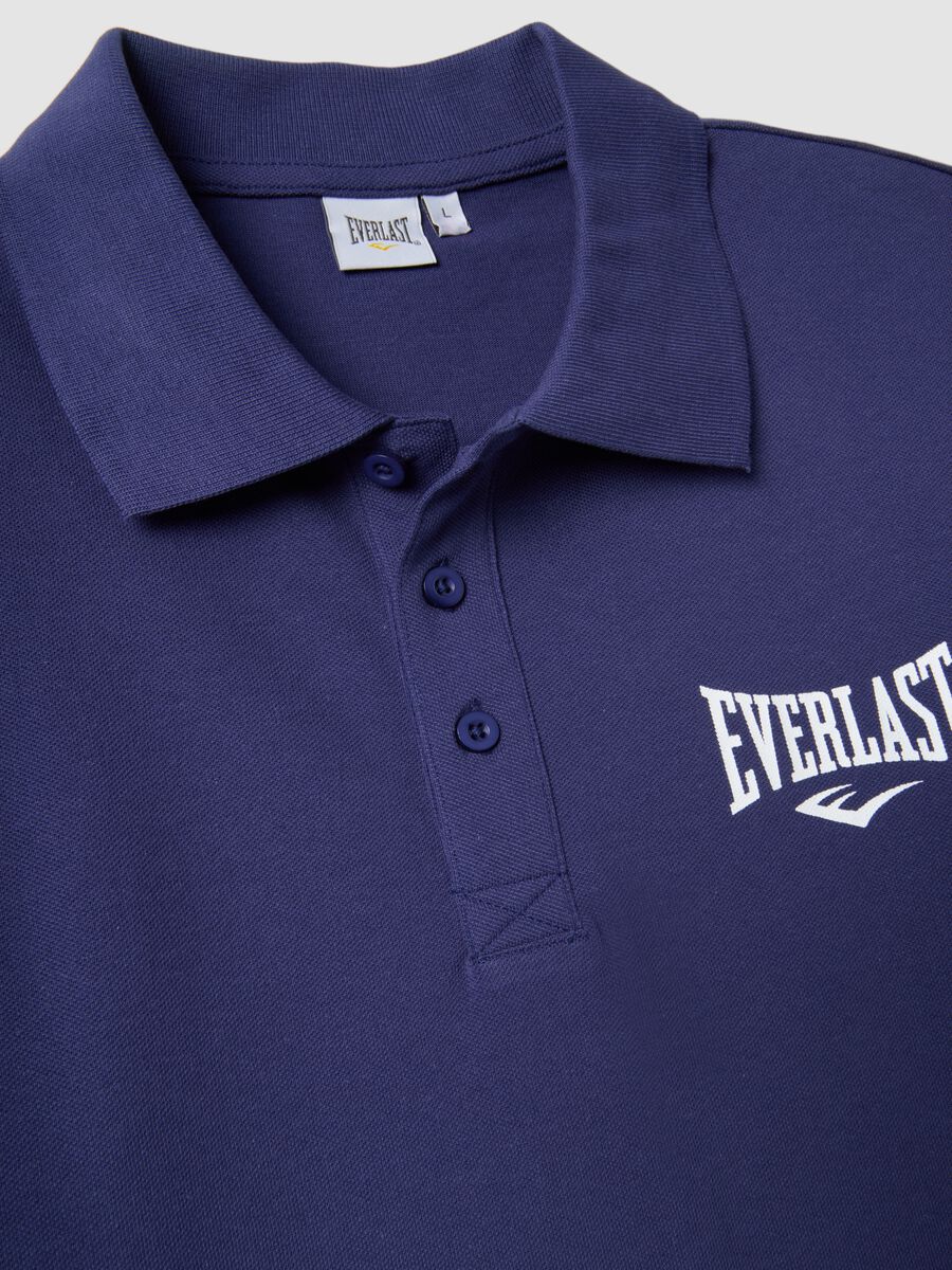 Short sleeve blue pure cotton polo_5