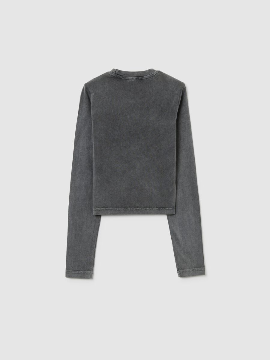 T-shirt da ragazza in cotone elasticizzato grigia regular fit_4