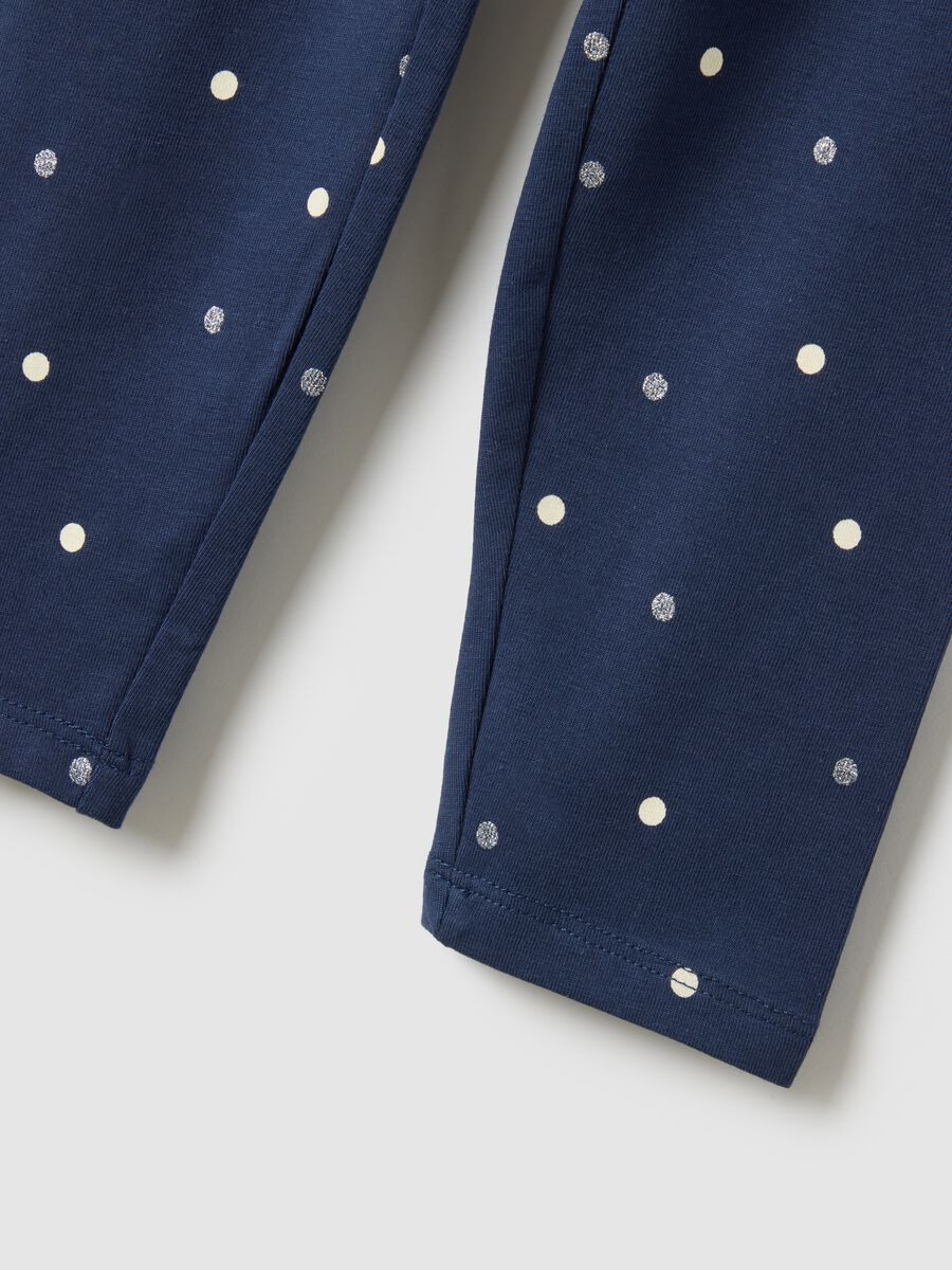 Slim fit blue stretch cotton leggings for girls_3