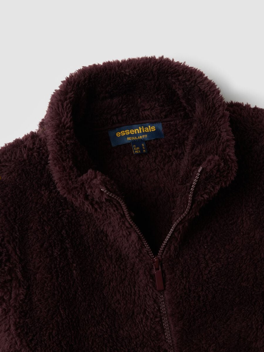 Plum purple crew-neck zip sweatshirt, regular fit_1
