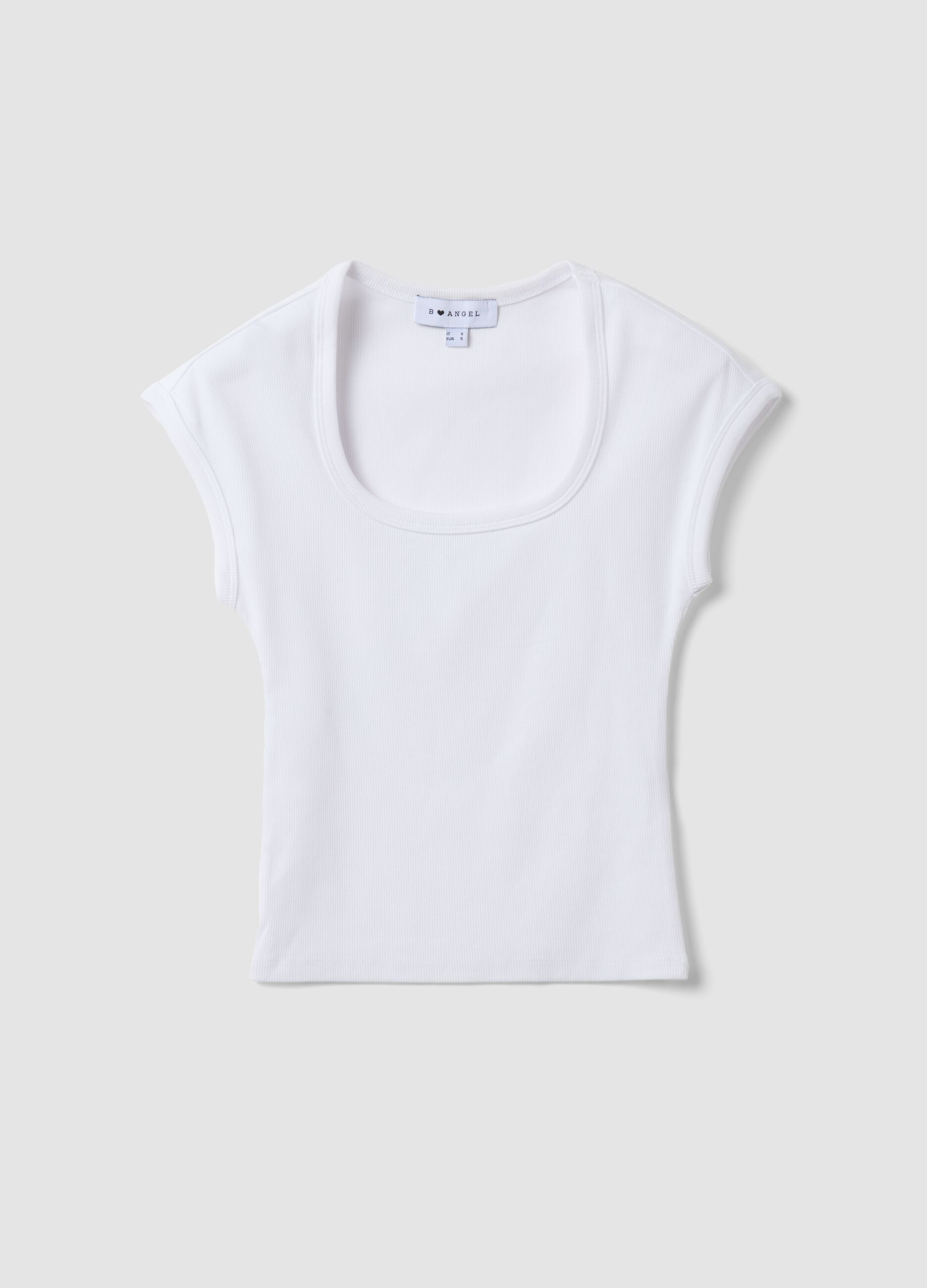 White short-sleeve stretch cotton T-shirt