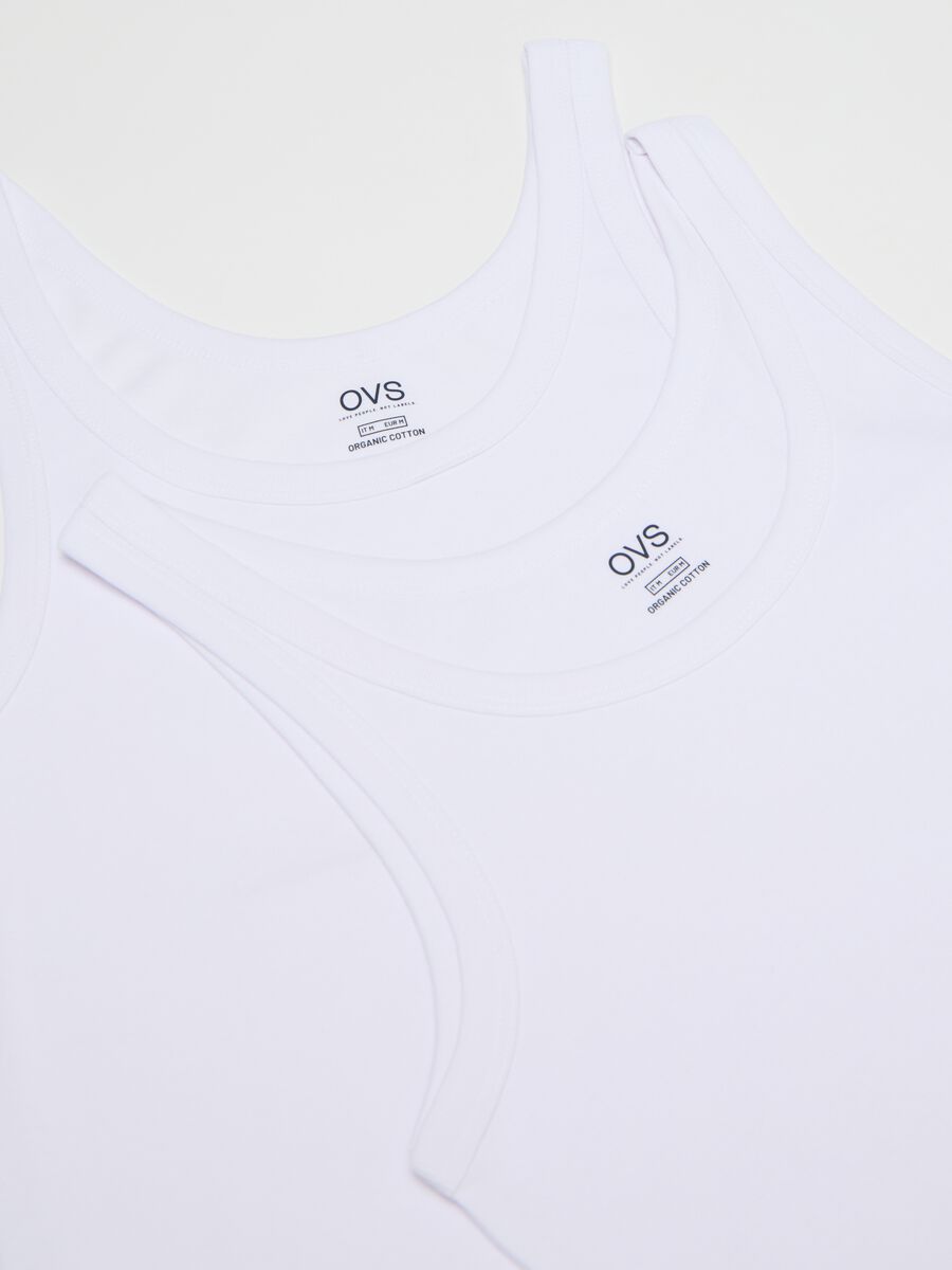 Two-pack white vests with round neck_5