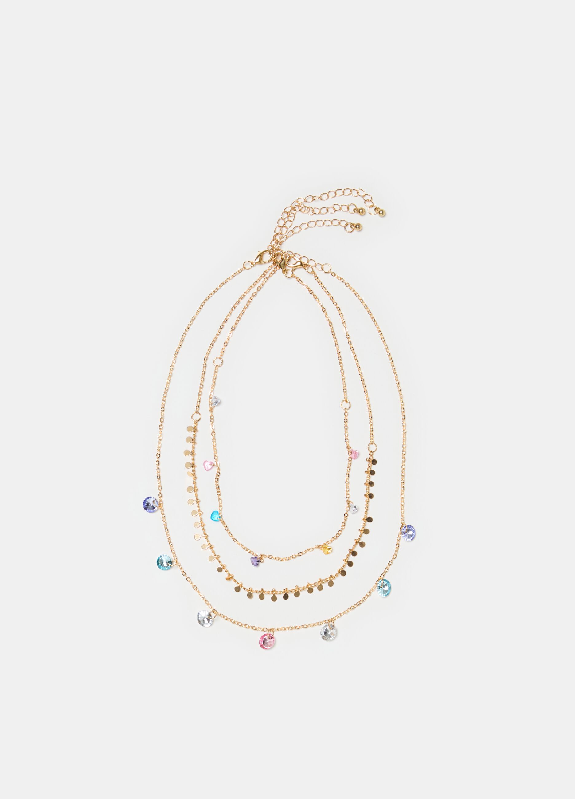 Three-pack necklaces with stones