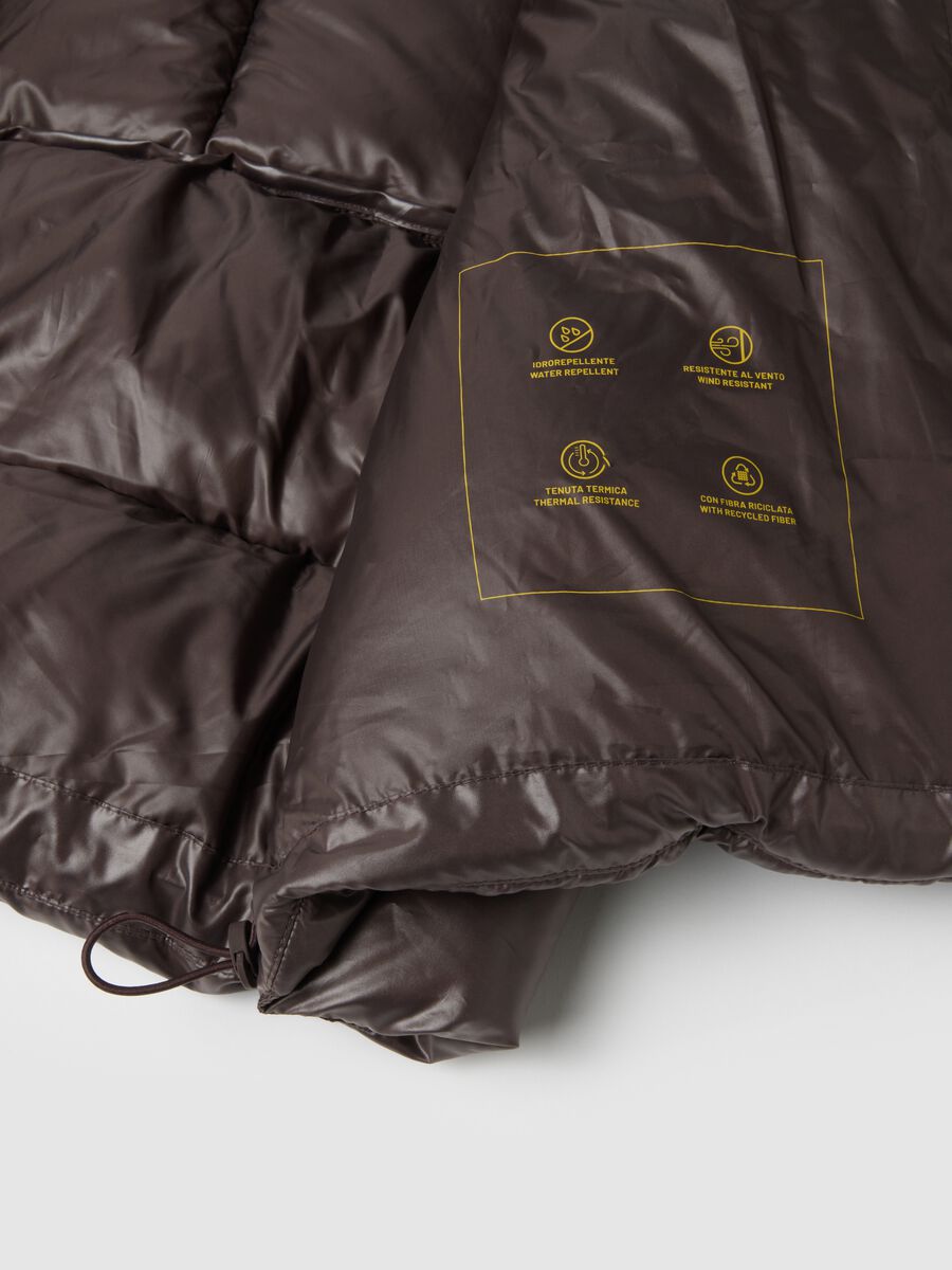 Brown The Iconic Puffer with Hood and Sherpa Details_7