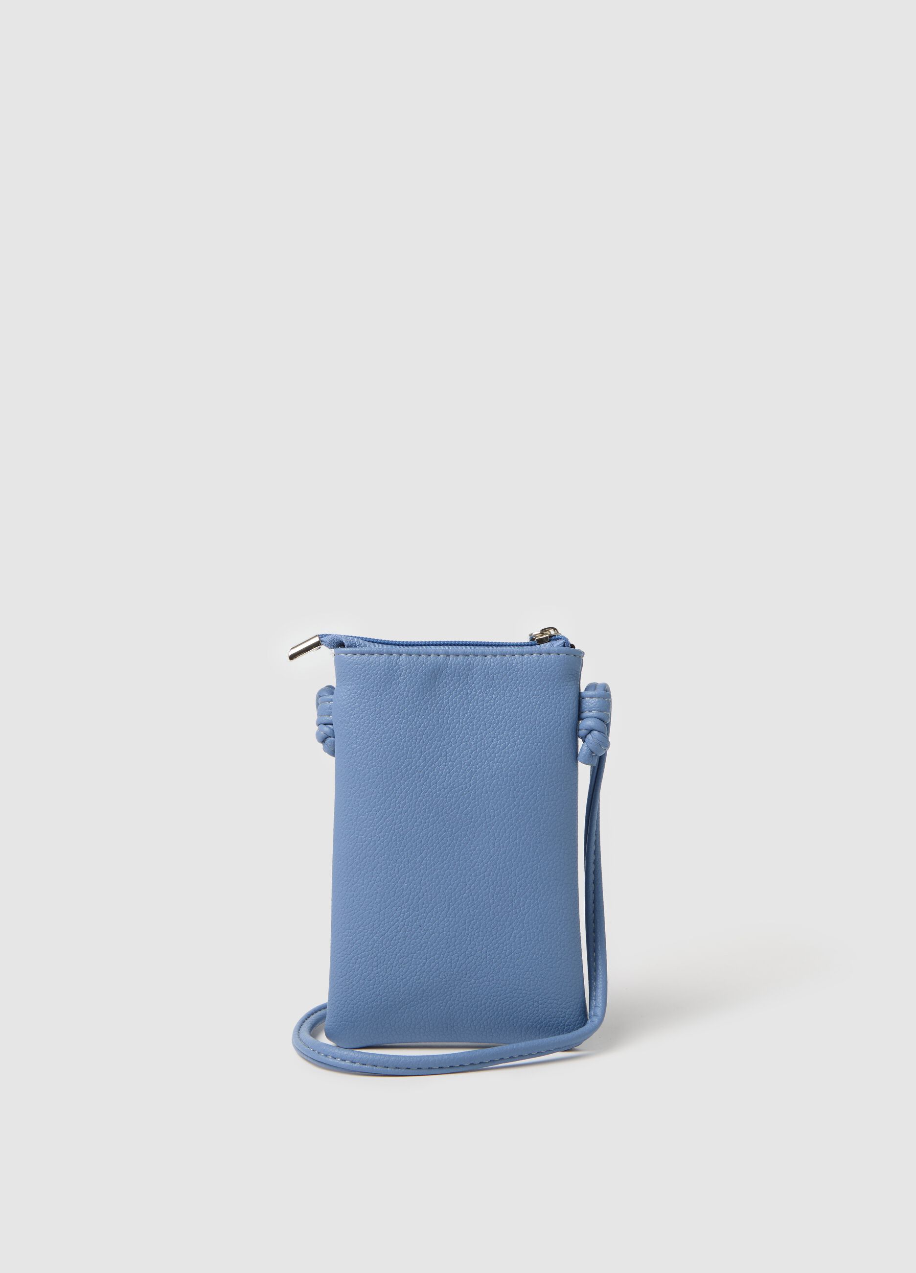 Light blue mobile phone holder with shoulder strap