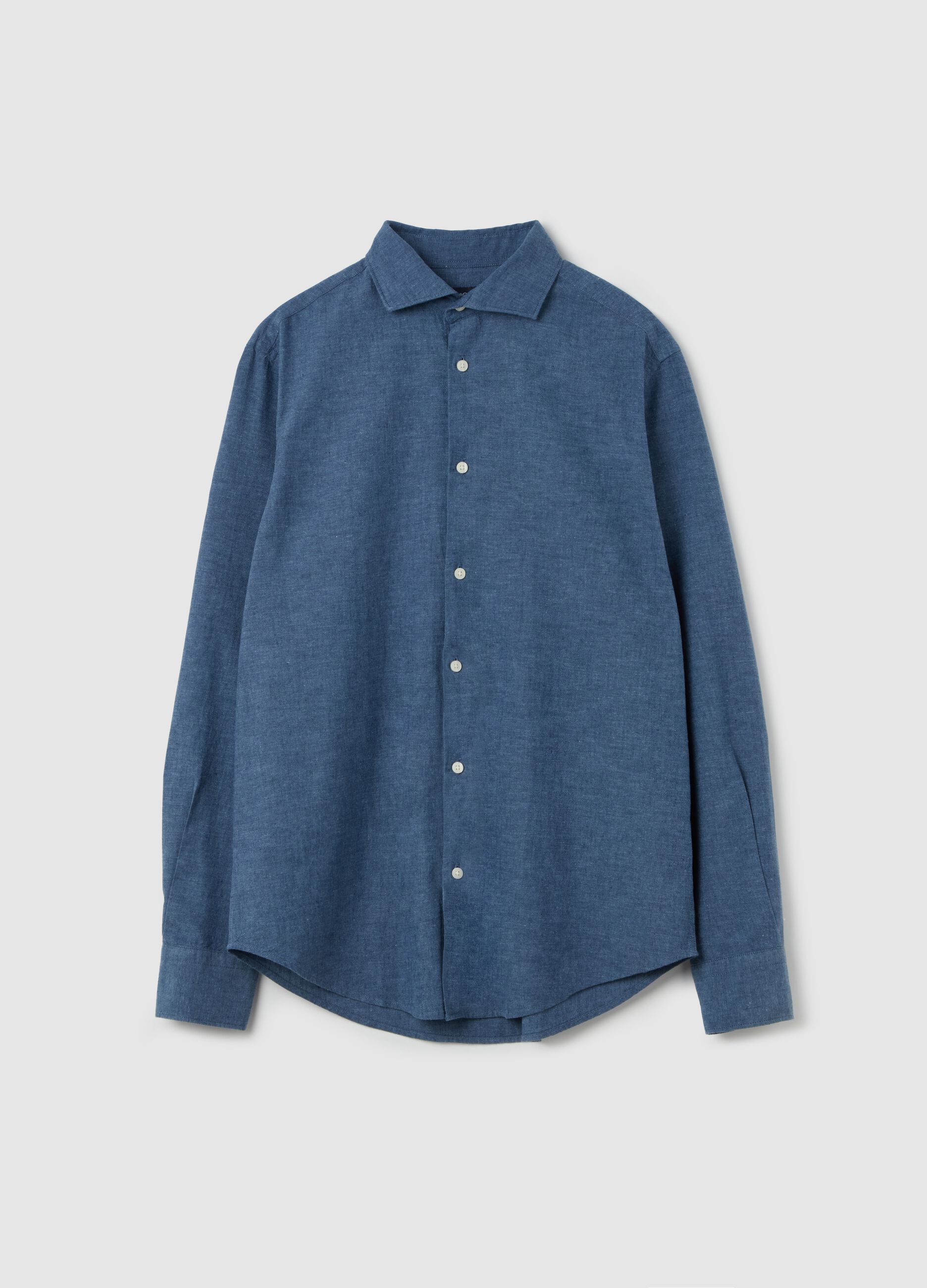 Regular-fit shirt in cotton and linen