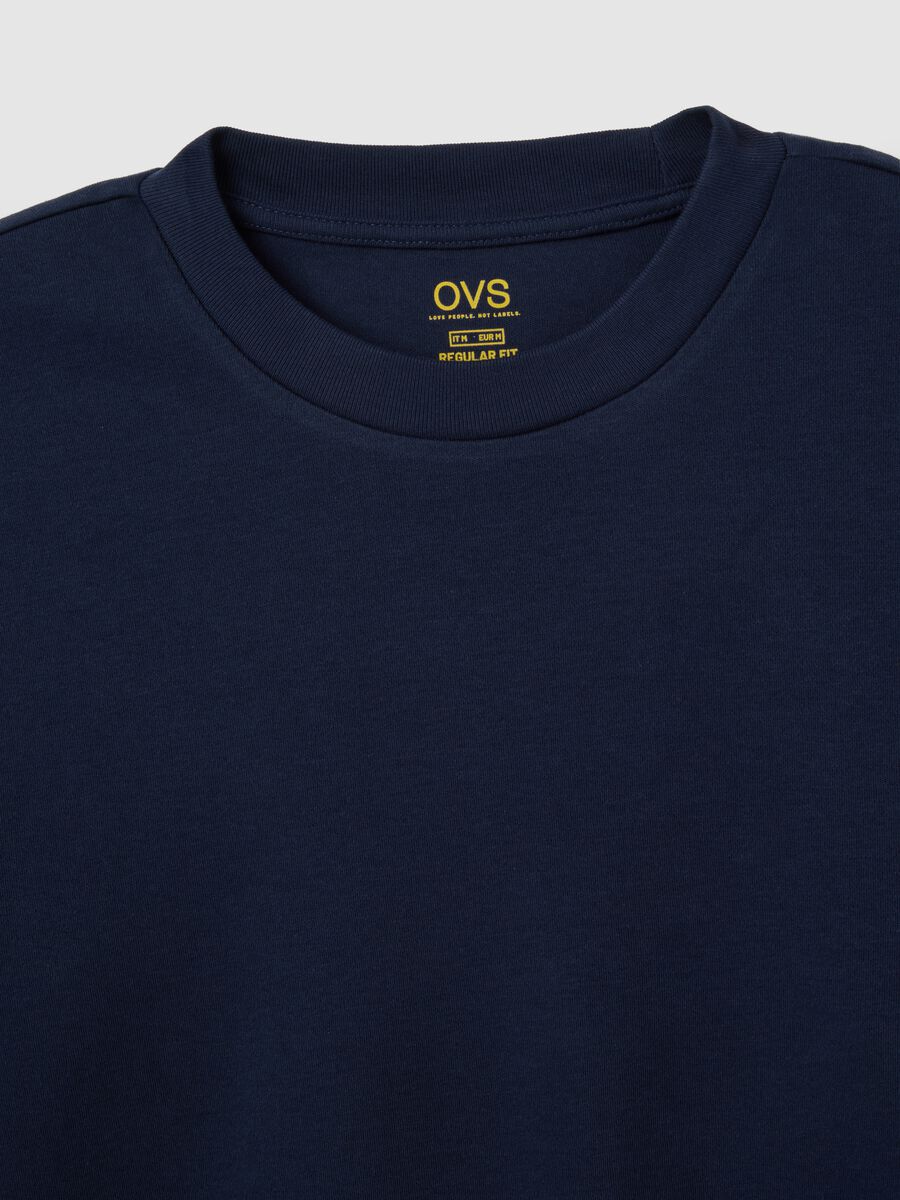 Maglia a maniche lunghe da ragazzo in puro cotone blu _1