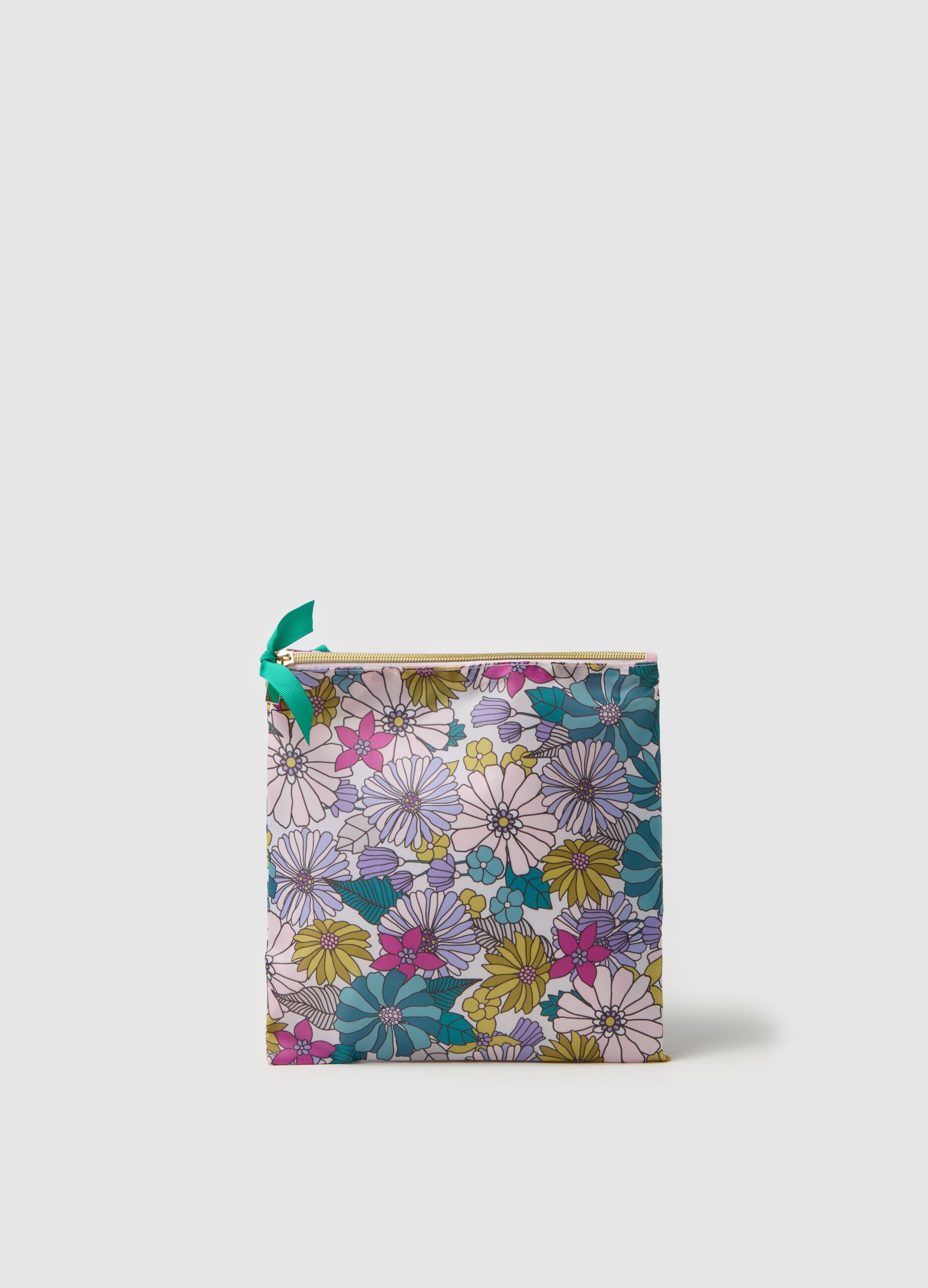 Travel clutch with floral print