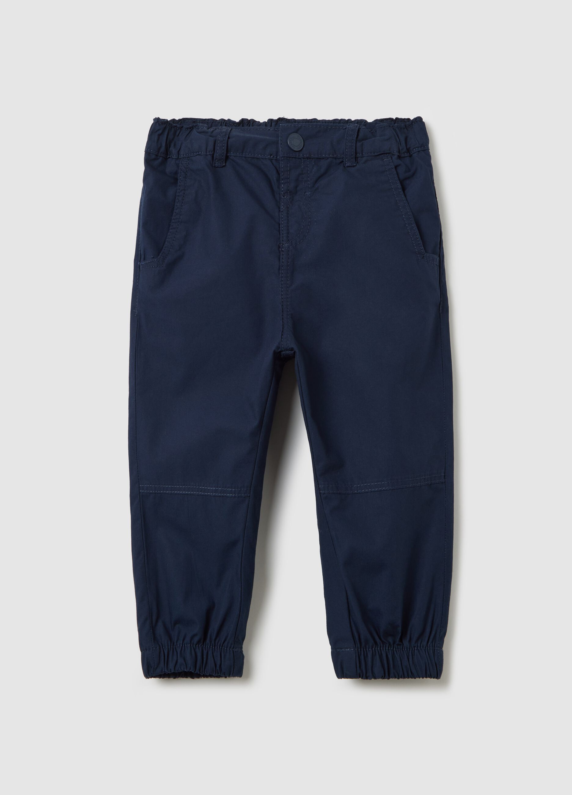 Poplin trousers with elasticated edging
