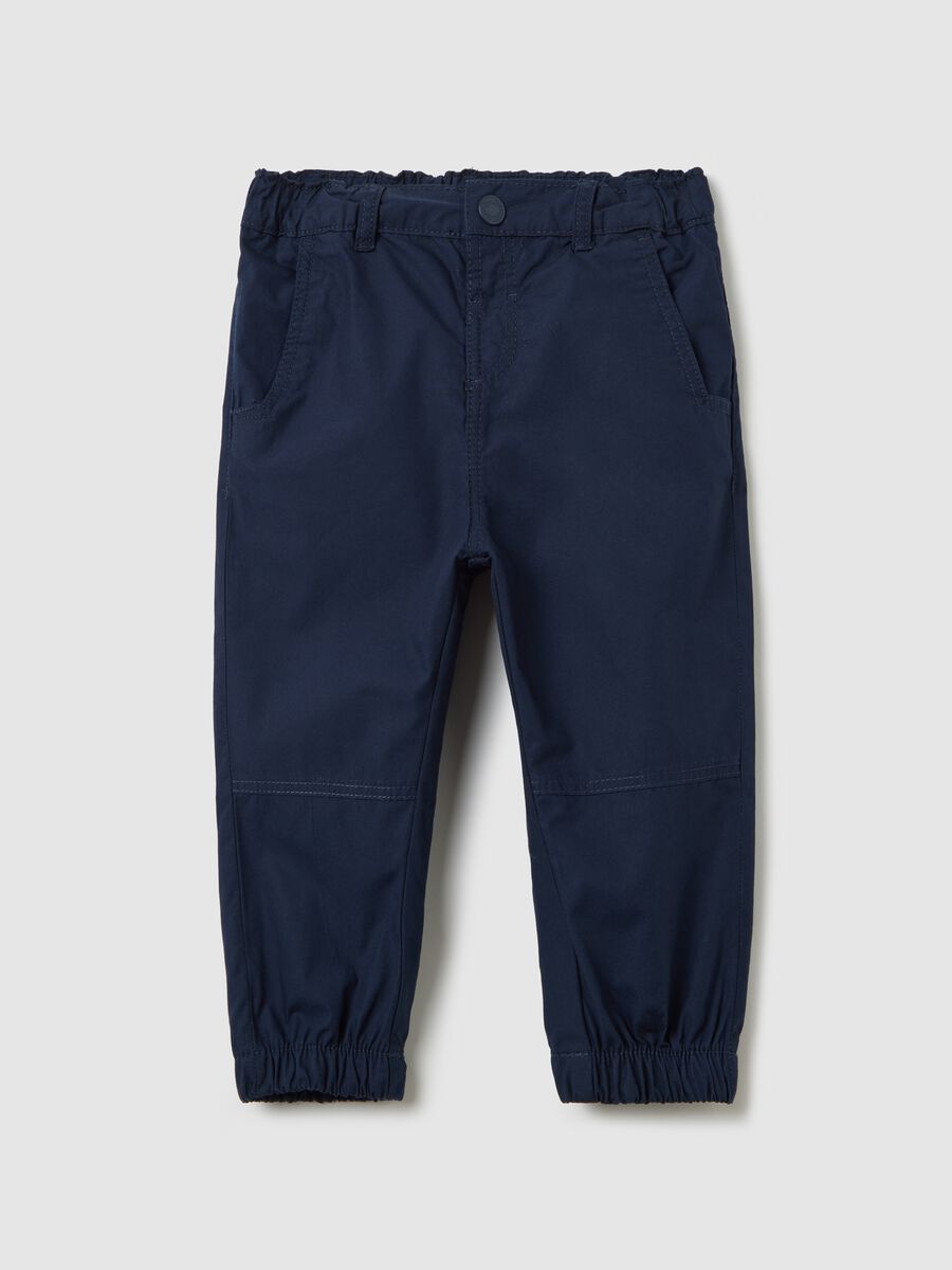 Poplin trousers with elasticated edging_0