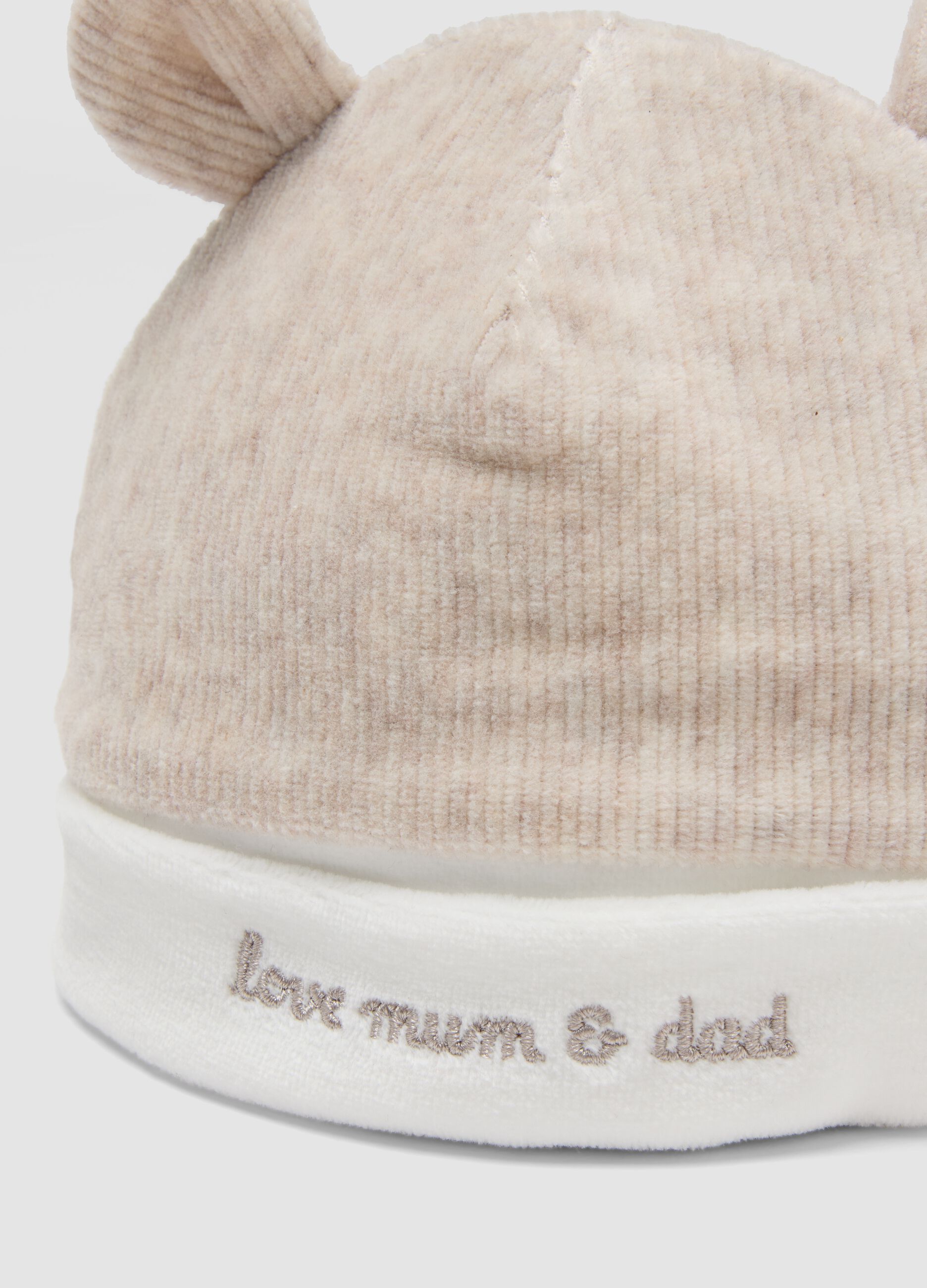 Beige baby hat in organic cotton blend jersey