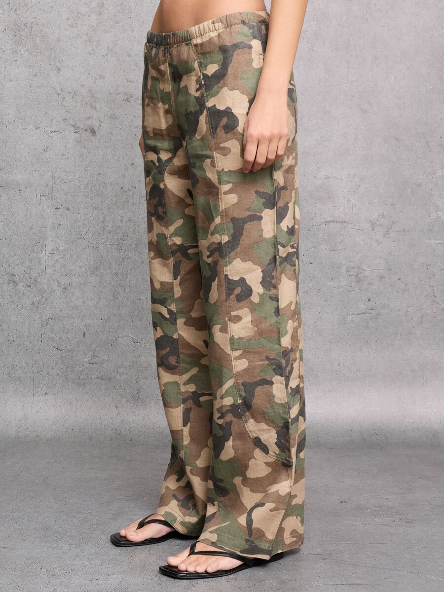 100% Linen Wide-Leg Camo Trousers_1