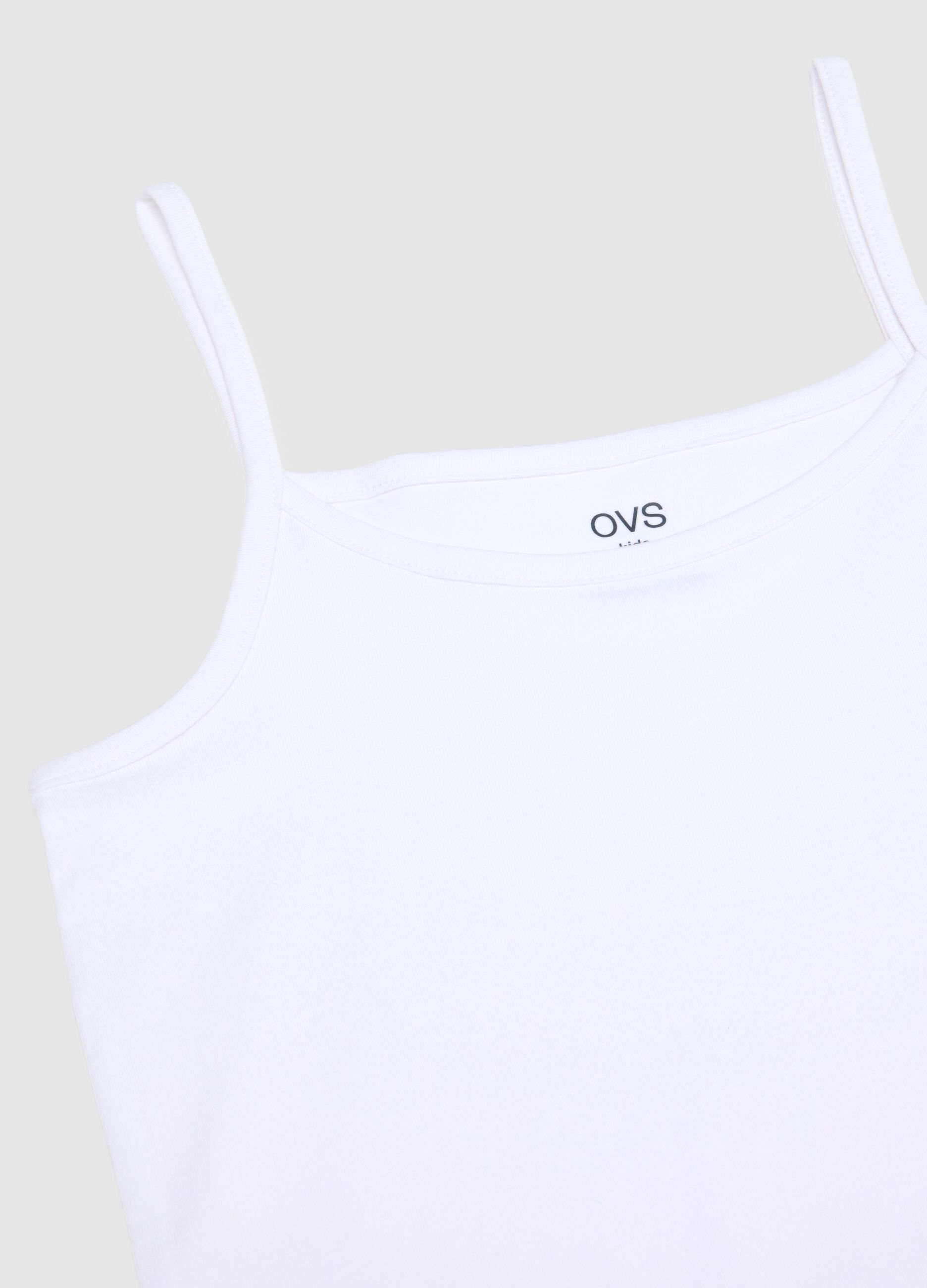 Two-pack of girls' regular fit white stretch cotton vests