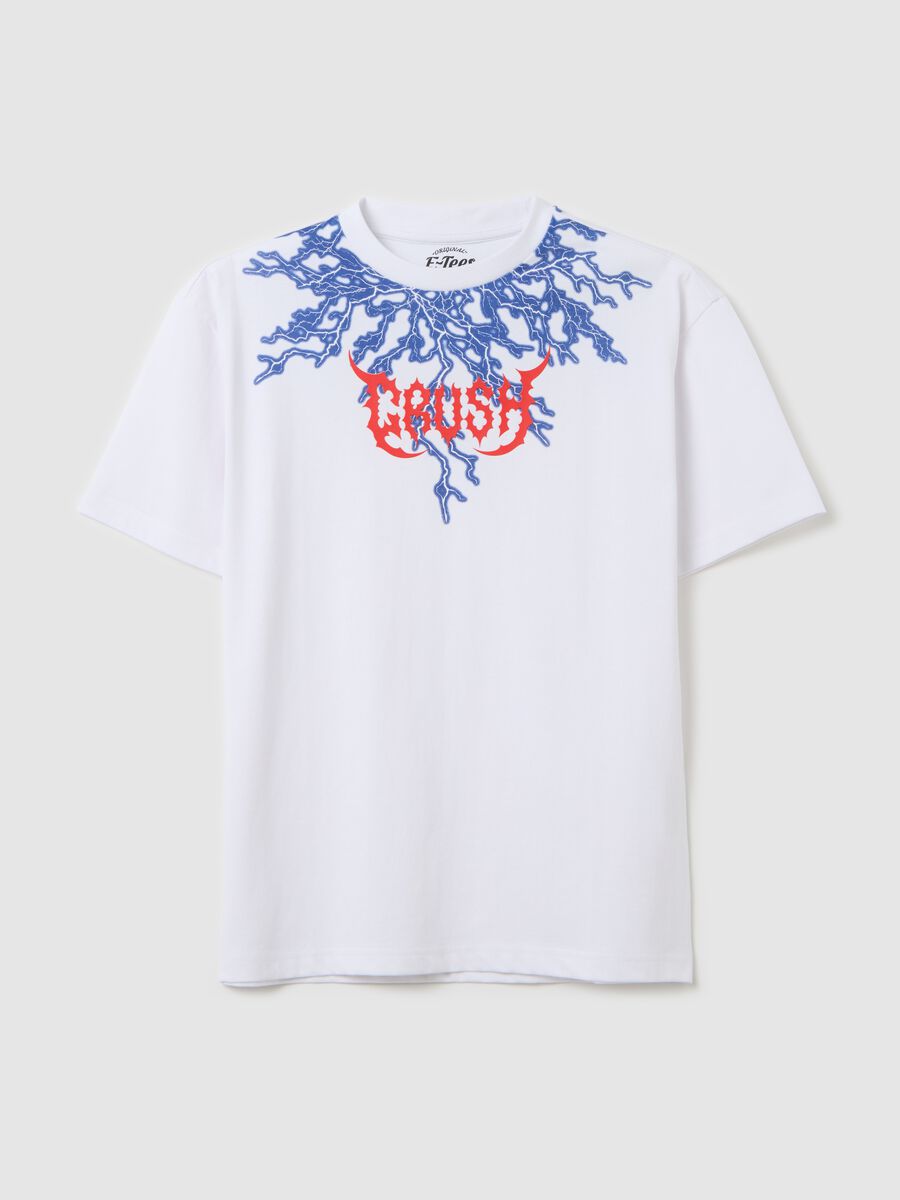 Cotton T-shirt with "Crush" lightning print_3