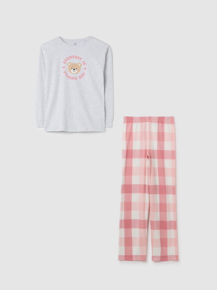 Grey Pyjama with Pink Checkered Trousers_0
