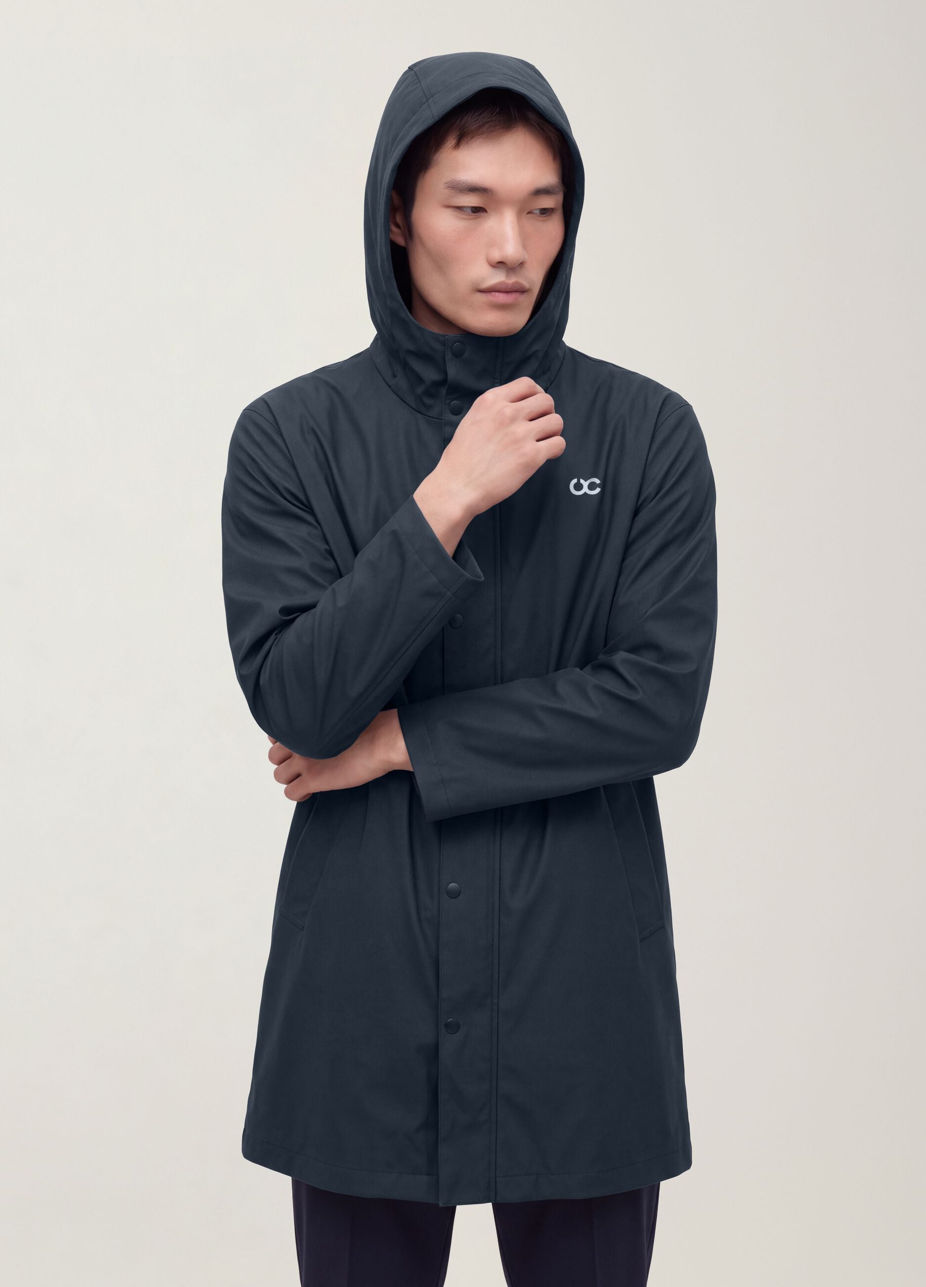 Blue regular-fit raincoat with zip